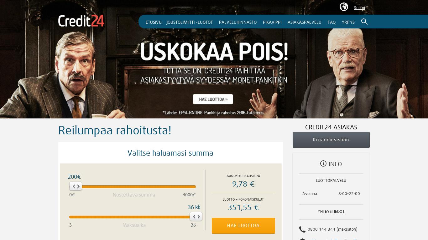 Credit24 - Selkeä ja joustava 100 - 4000 € laina | Tekstivippi